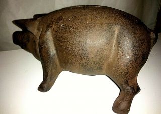 Vintage Heavy Cast Iron Collectable Hog / Pig Piggy Bank / Coin Bank 7 