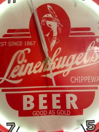 Vintage Leinenkugel ' s Neon Beer Clock 2