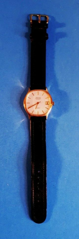 Vintage 1960s Mens Swiss Wristwatch.  ORIOSA INCABLOC 17 JEWELS.  FWO 9ct Gold 2