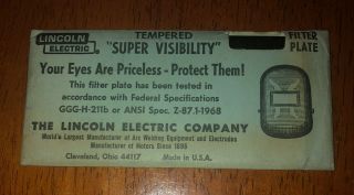 Vintage Welding Lens Lincoln Visibility Shade No.  10 - H 2 X 4 1/4 Inch