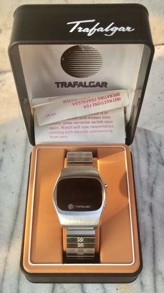 Vintage 1970’s Trafalgar Led Digital Watch & Instructions.  For Repair.