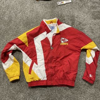 Vintage Starter Pro Line Kansas City Chiefs Red White Zip Up Jacket Adult M