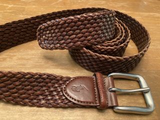 Polo Ralph Lauren Vtg Brown Braided Leather 1.  50” Belt Men 