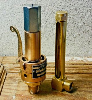 Vintage Brass Sight Glass Heavy Gauge Steampunk Industrial Pressure Relief Valve