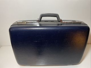 Vintage American Tourister Blue Hard Shell Suitcase Luggage Keys
