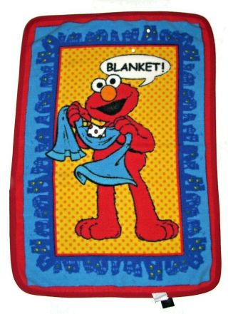 Owen Sesame Street Elmo Blanket Holding Blankie Red Yellow Blue Vintage Acrylic