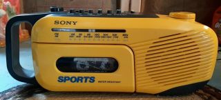 Vintage Sony Sports Radio Cassette Model Cfm - 101 Yellow Battery Operated