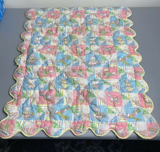 Rare Vintage 70s/1970s Baby Crib Comforter Quilt Blanket Nursery Rhyme Patchwork