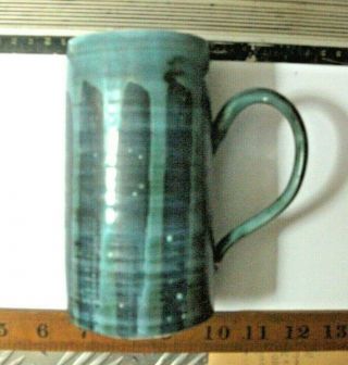 Vintage David T Sharp Rye Pottery Lovely Textured Green Beaker 15 Cm
