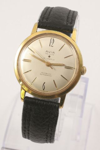 Vintage Avia De Luxe 21 Jewel Automatic Swiss Watch - As 1580 Cal.
