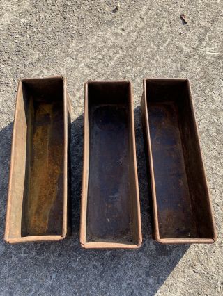 3 X Vintage Industrial Metal Tote Pan Tray Boxes Planters Garden Storage
