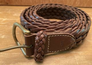 Polo Ralph Lauren Vtg Brown Braided Leather 1.  25’ Belt Men 
