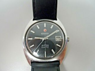 Vintage Roamer Anfibio Matic Swiss Mechanical Silver Tone Wrist Watch J1