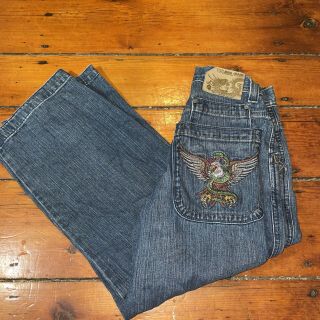 Vintage Jnco Jeans Boys Size 12 Wide Leg Skater Eagle Snake Denim Jeans