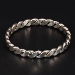 Vtg Sterling Silver - Heavy Southwestern Twisted Chain Bangle 8 " Bracelet - 59g