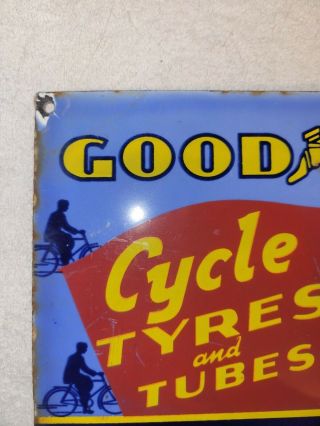 Vintage Goodyear Indian Cycle Tyres Porcelain Sign Indian Motorcycles Harley 2