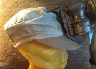 Vintage Coal Miners Hat/ Cap with Carbide Lamp Universal Lamp Co Auto - Lite USA 2