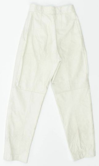 C&A Womens Leather Trousers EU 34 XS W24 L28 White Leather Slim Vintage MI08 2