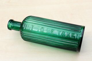 Vintage 8oz Ixl Liverpool Emerald Green Ribbed Panelled Chemist Poison Bottle