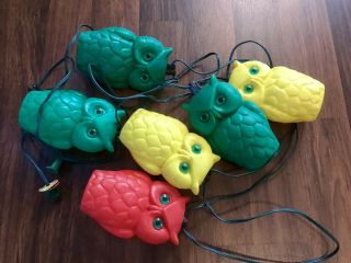 Vintage Owl String Lights Set Of 6 Patio Camping Outdoor Owl Blow Mold