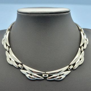Vintage Necklace Monet 1950s Art Deco Style Collar Silvertone Jewellery
