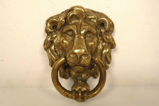 Antique Brass Lion Head Door Knocker Lions Architectural Old Vintage Victorian