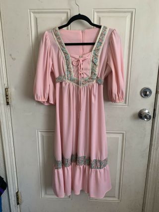 Vintage 1970s Hippie Peasant Boho Prairie Dress