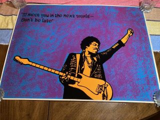 Vintage Jimi Hendrix Memorial Blacklight Poster Meet You In The Next World