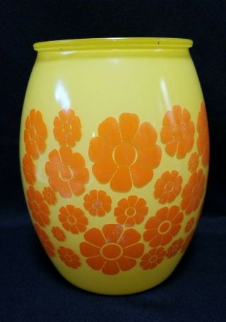 Vintage Flower Power Bartlett Collins Glass Cookie Jar - Yellow And Orange