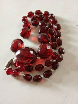 Vintage Cherry Amber Faceted Bakelite Necklace