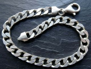 Vintage 925 Sterling Silver 18g Matt Finish Flat Chain Bracelet - R308