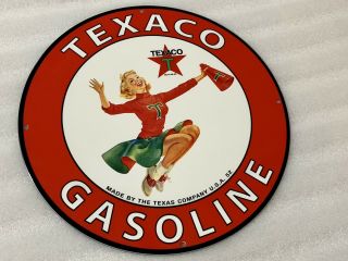 12in Texaco Gasoline Motor Oil Sign Gas Vintage Style Steel Sign Pump Plate