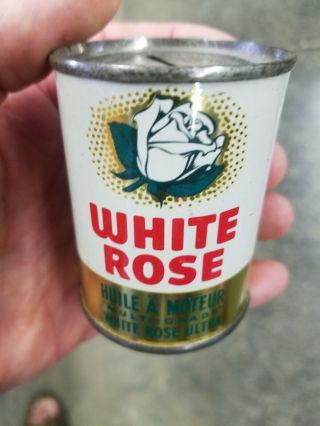 Vintage White Rose Gasoline Motor Oil Can Bank Sign