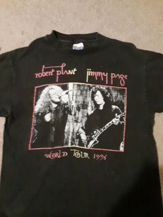 Rare Design Vintage Robert Plant & Jimmy Page 1995 Tour Shirt Led Zeppelin Lg