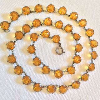 Vintage Edwardian/art Deco Rivière Orange Crystal Bezel Open Back Glass Necklace