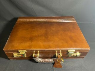 Vintage Leather Briefcase Combination Lock Laptop Bag Men 