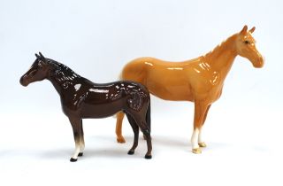 Vintage Beswick England Horses Foal Ornament Brown Light Brown - U03