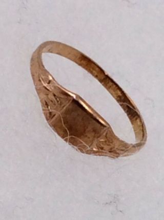 Vintage 10k Yellow Gold Initial Signet Baby Child Ring Size 1.  5