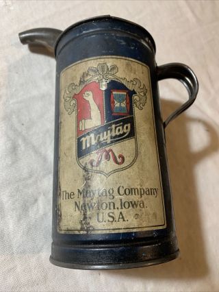 Vintage Maytag Washer Newton Ia Fuel Mixing Gas Oil Advertising Can Spout