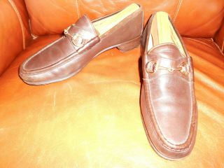 Vintage Gucci Men’s Horsebit Brown Leather Loafers Size 9.  5 Us/ 43.  5 S