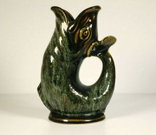 Vintage Glug Jug Vase Fosters Studio Pottery Fish Stunning Iridescent Colours