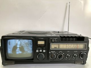 Vintage Hitachi K - 50w Tv Radio Combo Tv Cassette