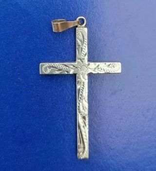 Vintage 9ct Gold Cross Pendant,  Scrolled Patterned Design,  Religious Christian