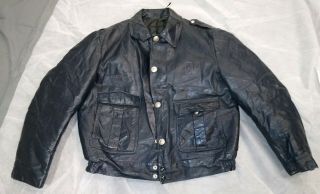 Vintage Aged Chicago Police Nates Leather Motorcycle Jacket Distressed