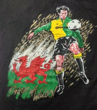Manchester United Prince Of Wales Ryan Giggs Vintage 1990s T Shirt M Unworn