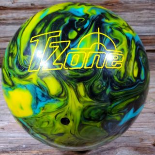 11 Lb Vintage Brunswick T - Zone Yellow Green Bowling Ball Daq1047 Uscb☆
