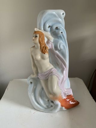Vintage Mermaid Lamp Base,  Porcelain,