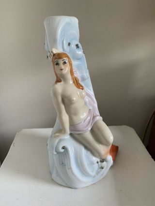Vintage Mermaid Lamp base,  porcelain, 2