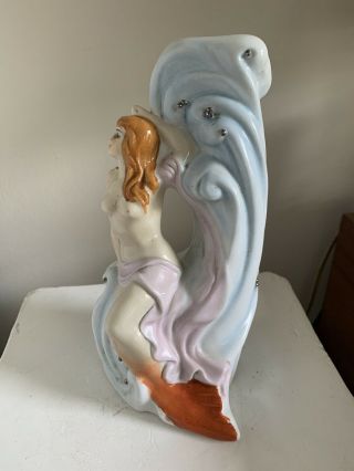 Vintage Mermaid Lamp base,  porcelain, 3