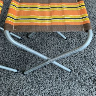 2 x Vintage Striped Folding Metal Camping Stool/Chair Caravan VW Fishing 3